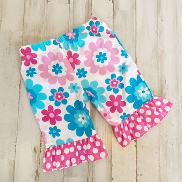 Kelly's Kids | Girls Baby White Pink and Blue Floral Pants | Size: 12M - Picture 4 of 5